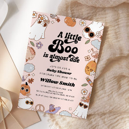 Invitación Little Boo Groovy Halloween Ghost Baby Shower