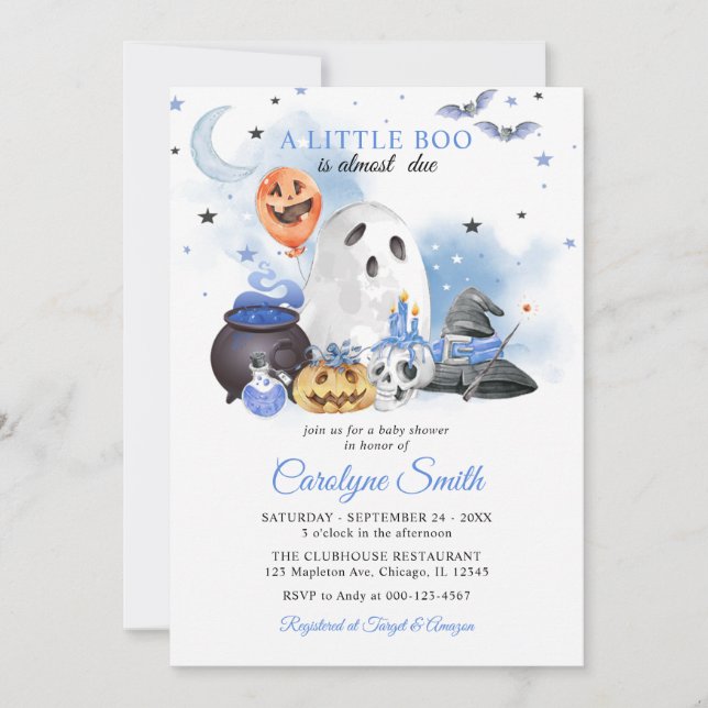 Invitación Little Boo Halloween Baby Shower (Anverso)