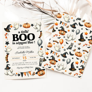 Invitación Little Boo Halloween Fall Pumpkin Baby Shower