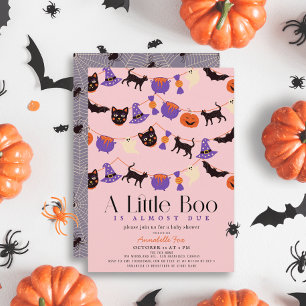 Invitación Little Boo Halloween Garlands Pink Baby Ducha