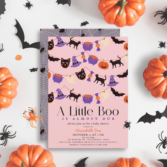 Invitación Little Boo Halloween Garlands Pink Baby Ducha (Subido por el creador)