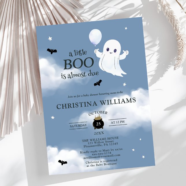 Invitación Little Boo Halloween Ghost Blue Baby Shower (Subido por el creador)