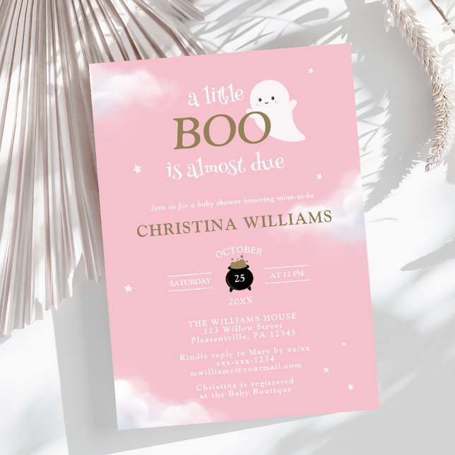 Invitación Little Boo Halloween Ghost Pink Baby Shower (Subido por el creador)