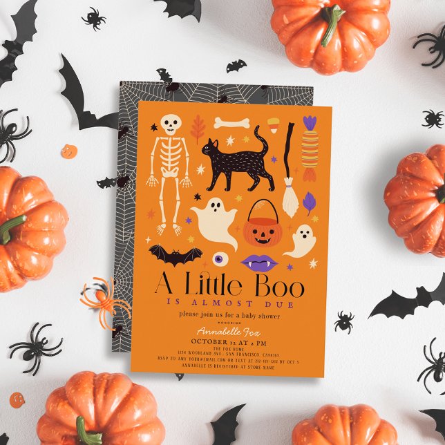 Invitación Little Boo Halloween Motifs Naranja Bebé ducha (Subido por el creador)