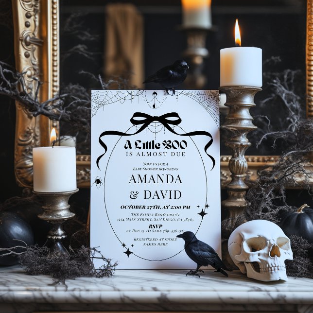 Invitación Little Boo Minimal Gothic Halloween Baby Shower (Subido por el creador)