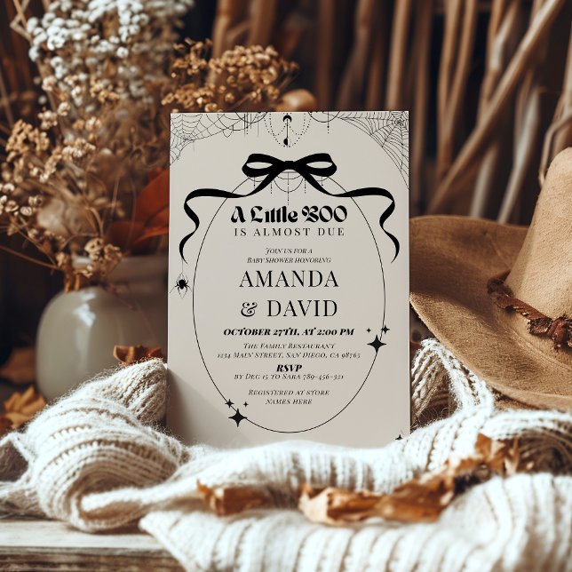 Invitación Little Boo Minimal Gothic Halloween Baby Shower (Subido por el creador)
