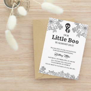 Invitación Little Boo Minimalista Halloween Baby Shower