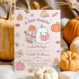 Invitación Little Boo New Chapter Pink Fall Baby Shower