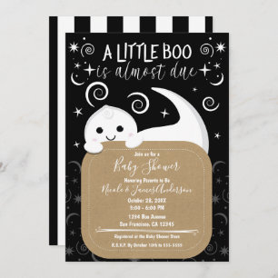 Invitación Little Boo Peeking Ghost Halloween Baby Shower