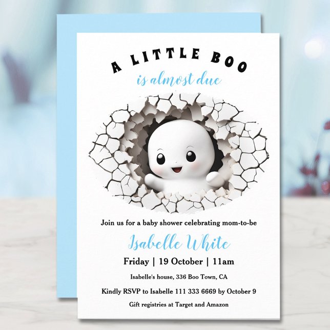 Invitación Little Boo Peeking Halloween Boy Baby Shower (Little Boo Peeking Halloween Boy Baby Shower Invitation)