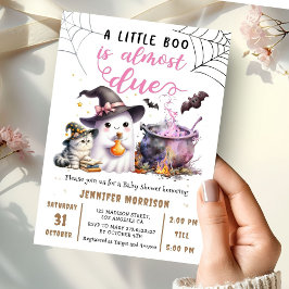 Invitación Little Boo Pink Breaking Halloween Baby Shower
