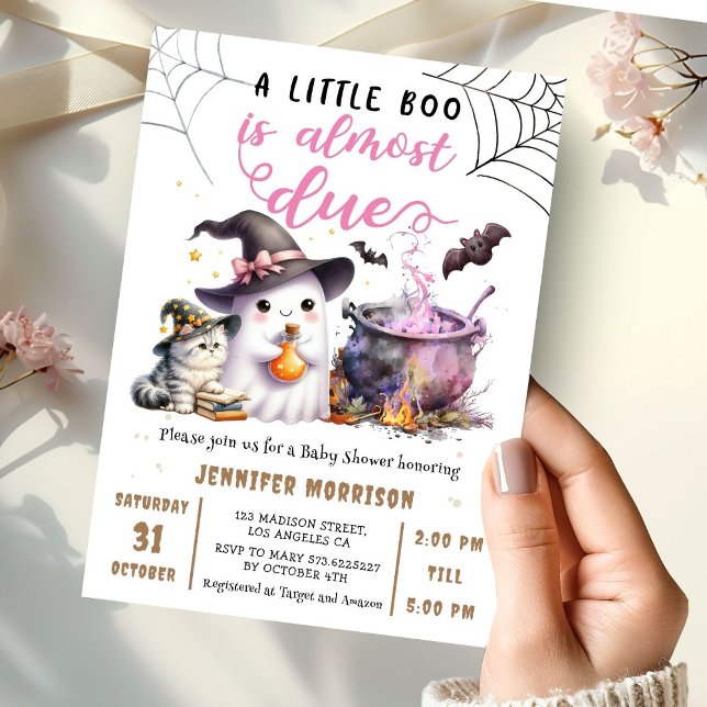 Invitación Little Boo Pink Breaking Halloween Baby Shower (Subido por el creador)