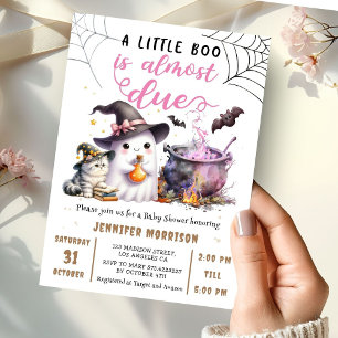 Invitación Little Boo Pink Brewing Halloween Baby Shower 