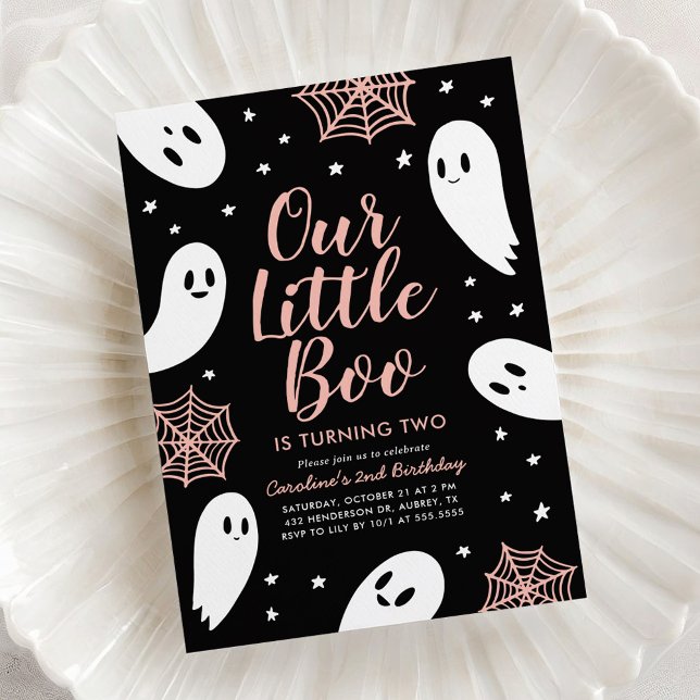 Invitación Little Boo Pink Ghost Halloween Cumpleaños (Subido por el creador)
