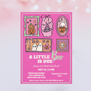 Invitación Little Boo Preppy Pink Fall Baby Shower