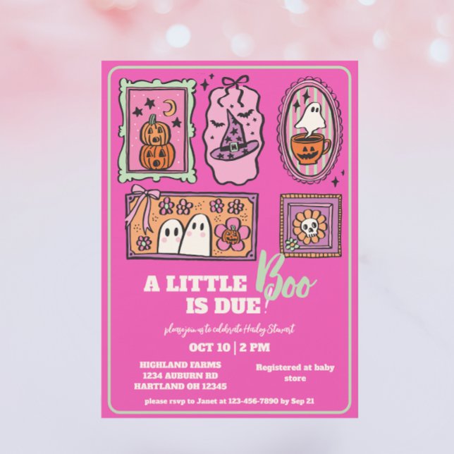 Invitación Little Boo Preppy Pink Fall Baby Shower (Subido por el creador)