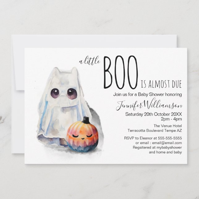 Invitación Little Boo Puppy y la Calabaza Caen Baby Shower (Anverso)