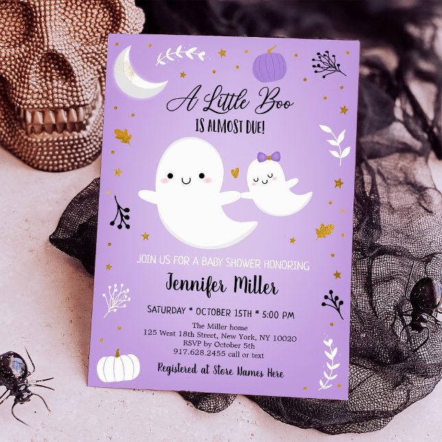 Invitación Little Boo Purple Ghost Pumpkin Baby Shower (Subido por el creador)