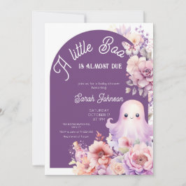 Invitación Little Boo Purple Halloween Baby Girl Shower