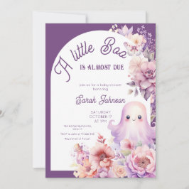 Invitación Little Boo Purple Halloween Baby Girl Shower