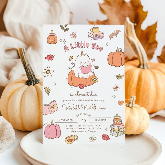 Invitación Little Boo Retro Pink Fall Baby Shower (Subido por el creador)