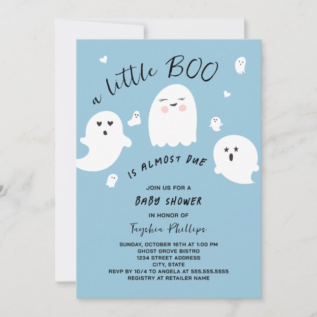 Invitación Little Boo se debe a la Baby Shower de Halloween B (Anverso)