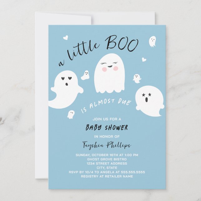 Invitación Little Boo se queda con el Baby Shower de Hallowee (Anverso)
