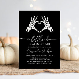 Invitación Little Boo Skeleton Heart Hands Baby Shower