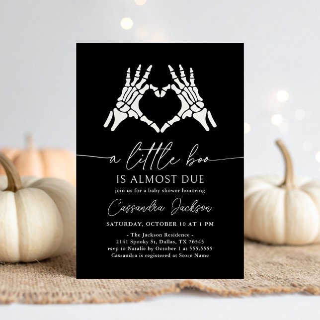Invitación Little Boo Skeleton Heart Hands Baby Shower (Subido por el creador)