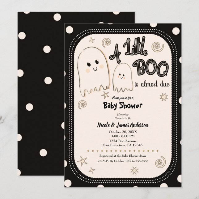 Invitación Little BOO Whimsical Ghost Halloween Baby Shower (Anverso / Reverso)