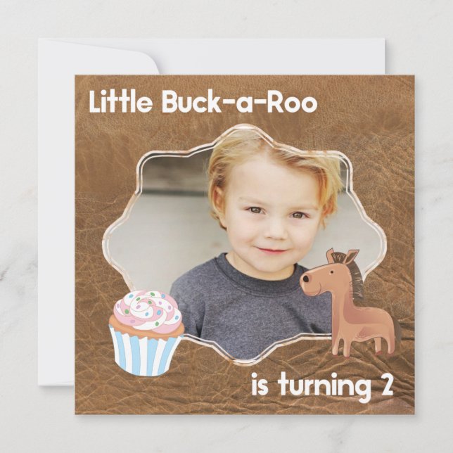 Invitación Little Buckaroo Second Birday Picture (Anverso)