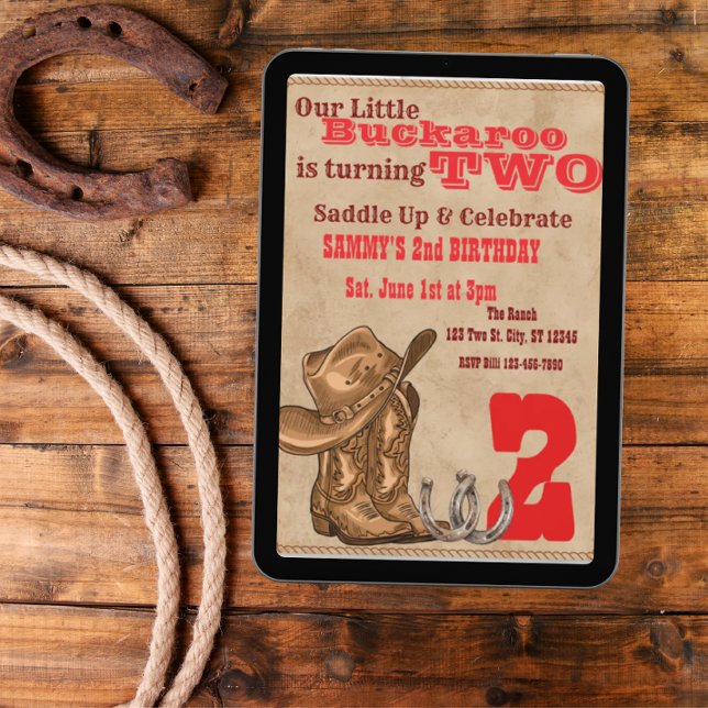 Invitación Little Buckaroo Two, Western 2nd Birthday (Subido por el creador)
