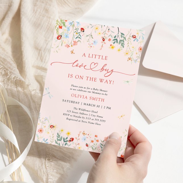 Invitación Little Bug Garden Rubor Pink Baby Shower (Subido por el creador)