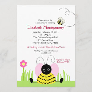 Invitación Little Bumble Bee Baby Shower 5x7