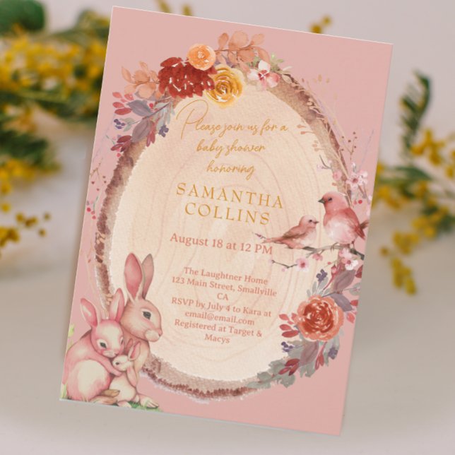 Invitación Little Bunny Chica Woodland Baby Shower (Subido por el creador)