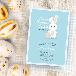 Invitación Little Bunny Easter Checkered Baby Shower
