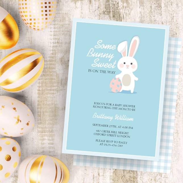 Invitación Little Bunny Easter Checkered Baby Shower (Subido por el creador)