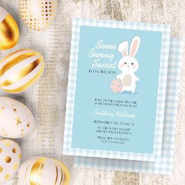 Invitación Little Bunny Easter Checkered Baby Shower