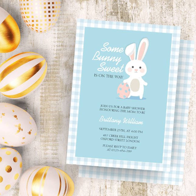 Invitación Little Bunny Easter Checkered Baby Shower (Subido por el creador)