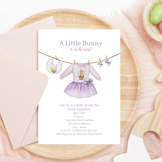 Invitación Little Bunny Easter Purple Chica Baby Shower (Subido por el creador)