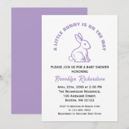 Invitación Little Bunny Easter White Purple Guay Baby Shower