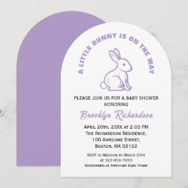 Invitación Little Bunny Easter White Purple Guay Baby Shower