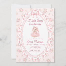 Invitación Little Bunny Floral Girl Baby Shower Invitation