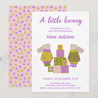 Invitación Little Bunny Presents Cumpleaños Baby Shower  