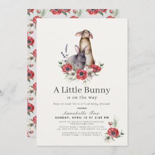 Invitación Little Bunny Red Anemone Virtual Baby Shower