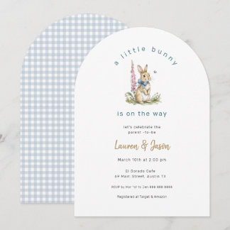 Invitación Little Bunny watercolor rabbit Baby Boy