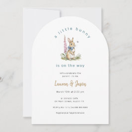 Invitación Little Bunny watercolor rabbit Baby Boy