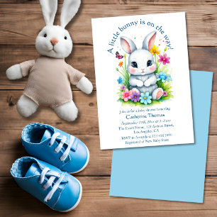 Invitación Little Bunny Wildflower Garden Easter Baby Shower