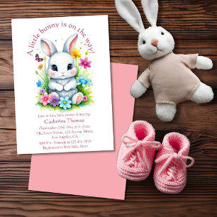 Invitación Little Bunny Wildflower Garden Easter Baby Shower