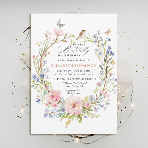 Invitación Little Butterfly Wildflowers Woodland Baby Shower